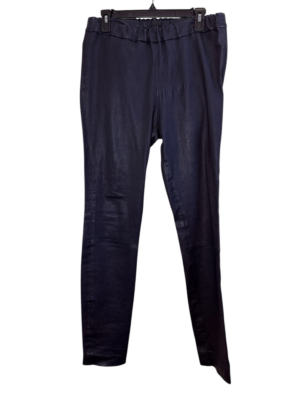 J. Crew Collection Women’s Dark Navy 100% Leather Pull On Pants Leggings sz 12
